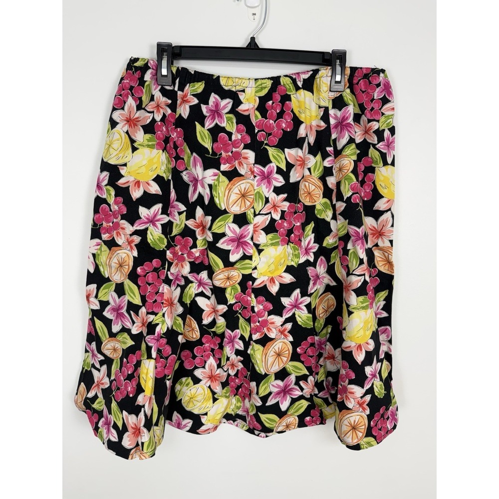 Handmade Womens Black Flare A-line Tropical Floral Beach Cruise Skirt Plus 20W